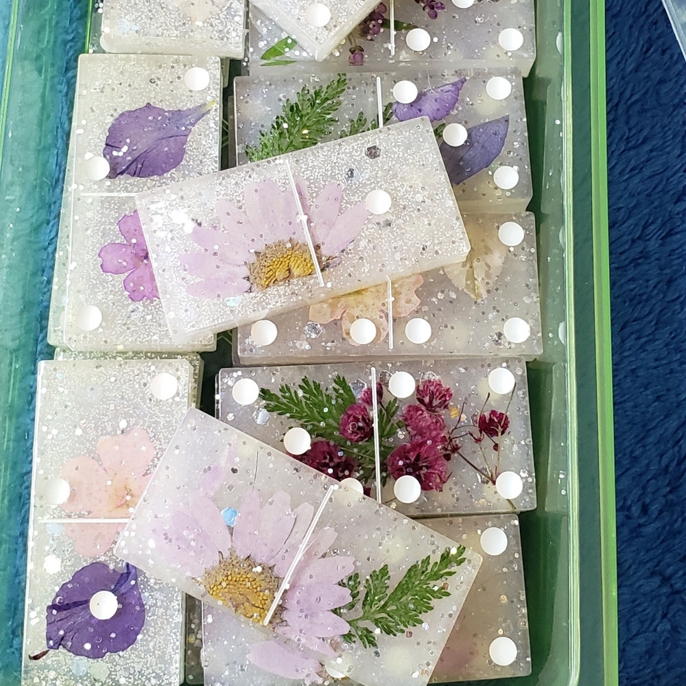 Floral Handmade Resin Dominoes